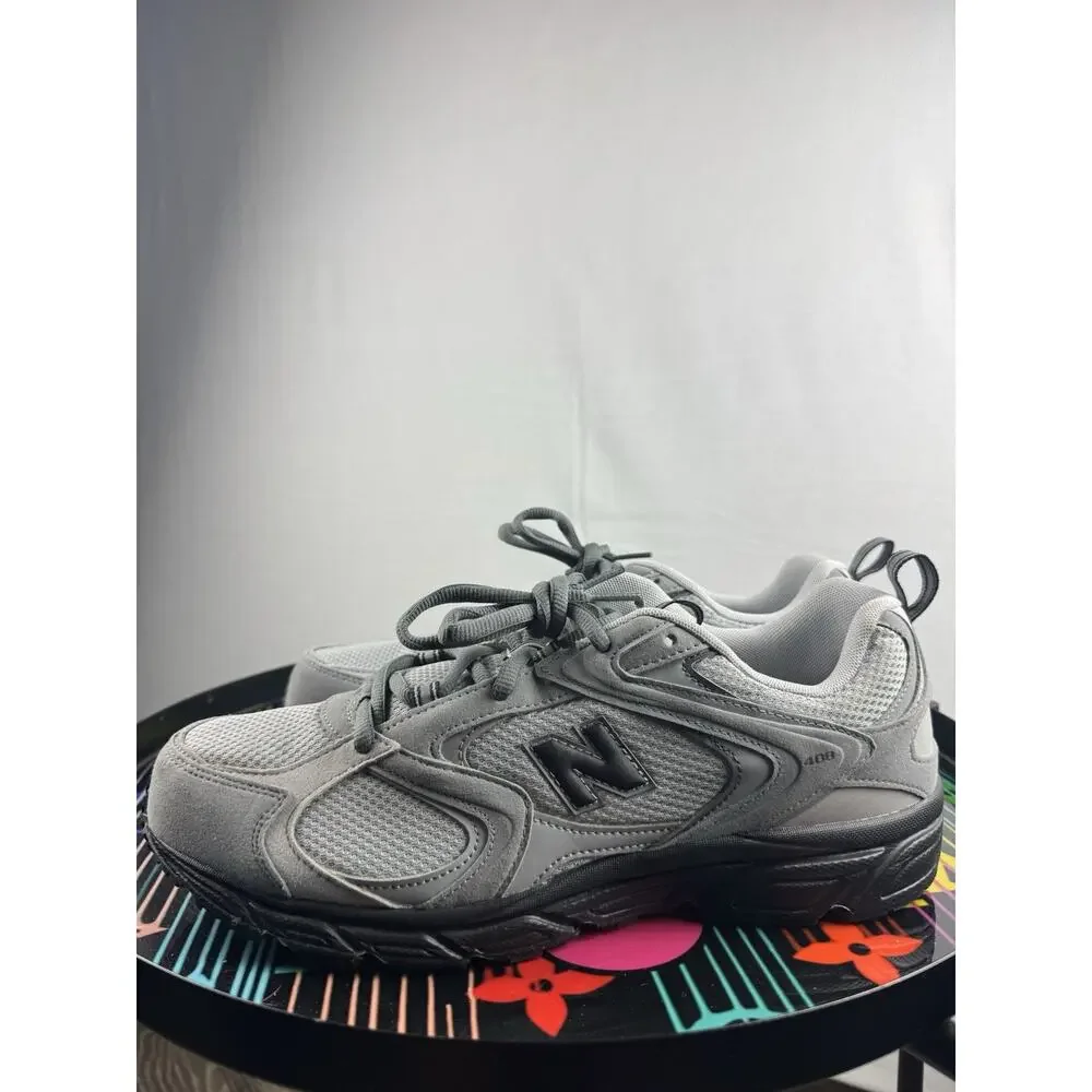 New Balance 408 Mesh Lace-Up Low Top Sneaker Gray/Black ML408GA